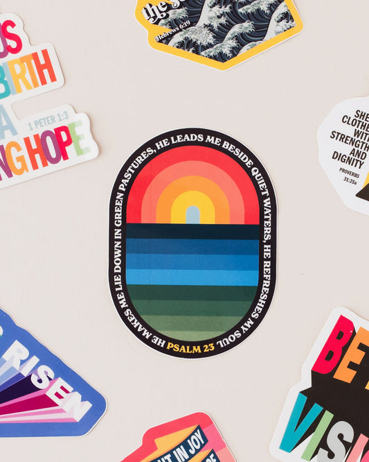 Psalm 23. Eco-vinyl sticker. He refreshes my soul
