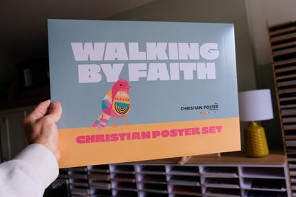 REDUCED PRICE DUE TO SIZE VARIATION. Read description. Limited stock: Walking by Faith | Set of 6 Christian posters and 4 Mini Prints for Schools, Churches and Homes (Copy)
