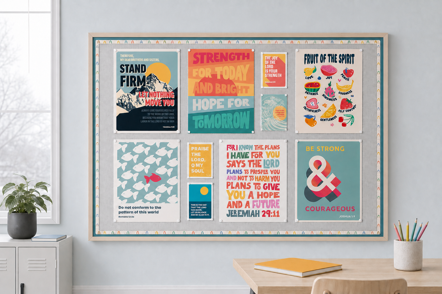 Walking by Faith | Set of 6 Christian posters and 4 Mini Prints for Schools, Churches and Homes