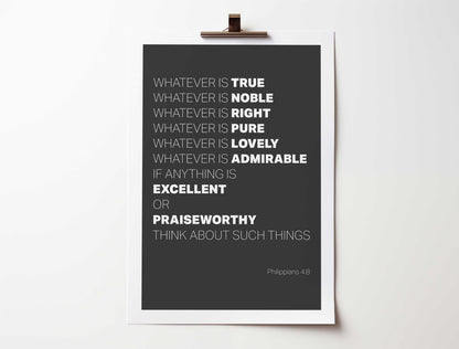 Whatever is True... Christian poster. Philippians 4 verse 8 print.