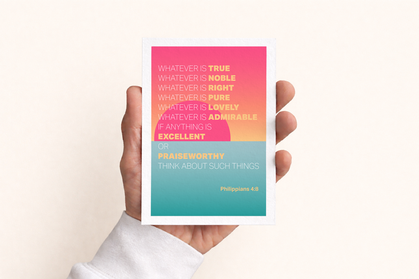 Set of Christian Postcards. 'Whatever is..." - Philippians 4 verse 8