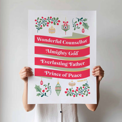 Wonderful counsellor, Almighty God poster (Isaiah 9 verse 6)