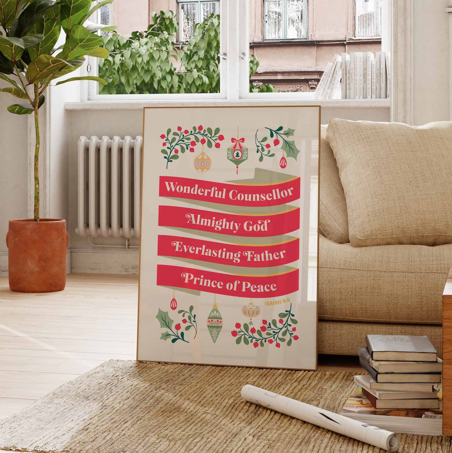 Wonderful counsellor, Almighty God poster (Isaiah 9 verse 6)