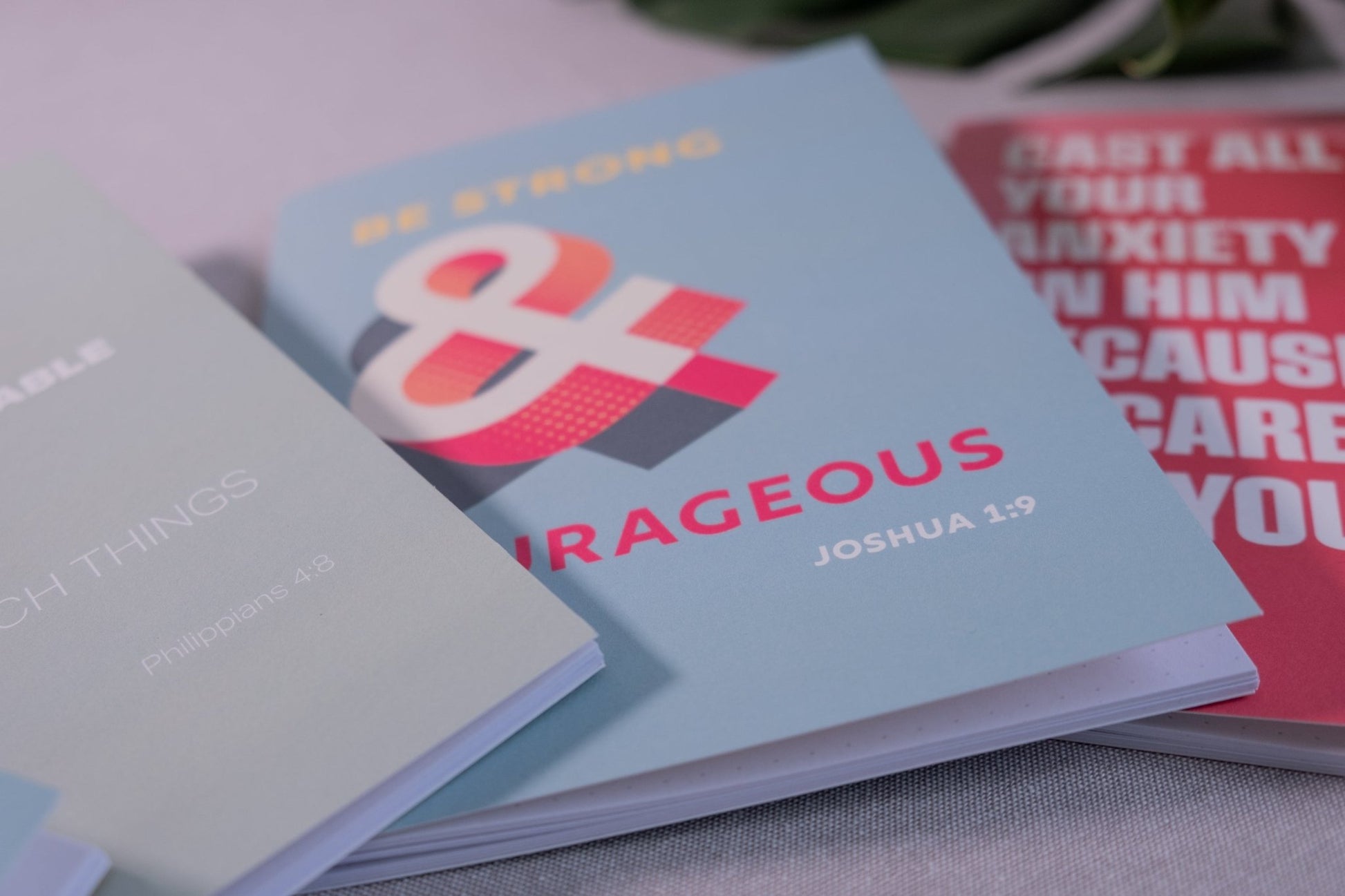 A5 Notebook. Be strong and courageous. Dotted, lined or plain pages. - The Christian Poster Company