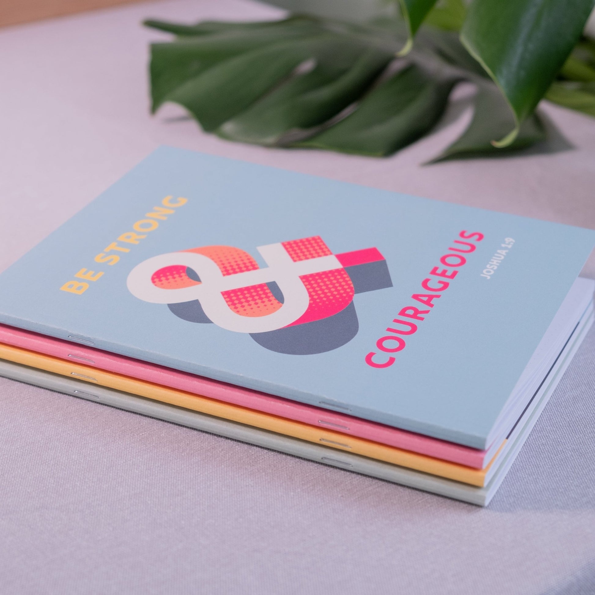 A5 Notebook. Be strong and courageous. Dotted, lined or plain pages. - The Christian Poster Company