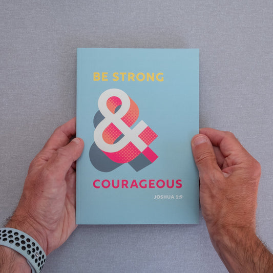 A5 Notebook. Be strong and courageous. Dotted, lined or plain pages. - The Christian Poster Company