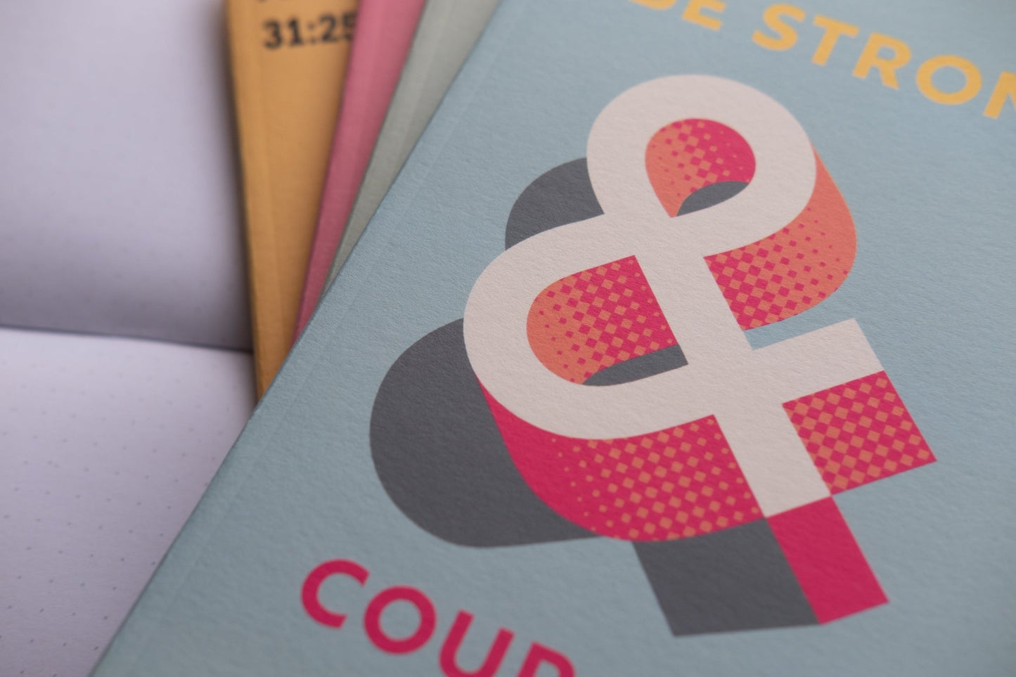 A5 Notebook. Be strong and courageous. Dotted, lined or plain pages. - The Christian Poster Company