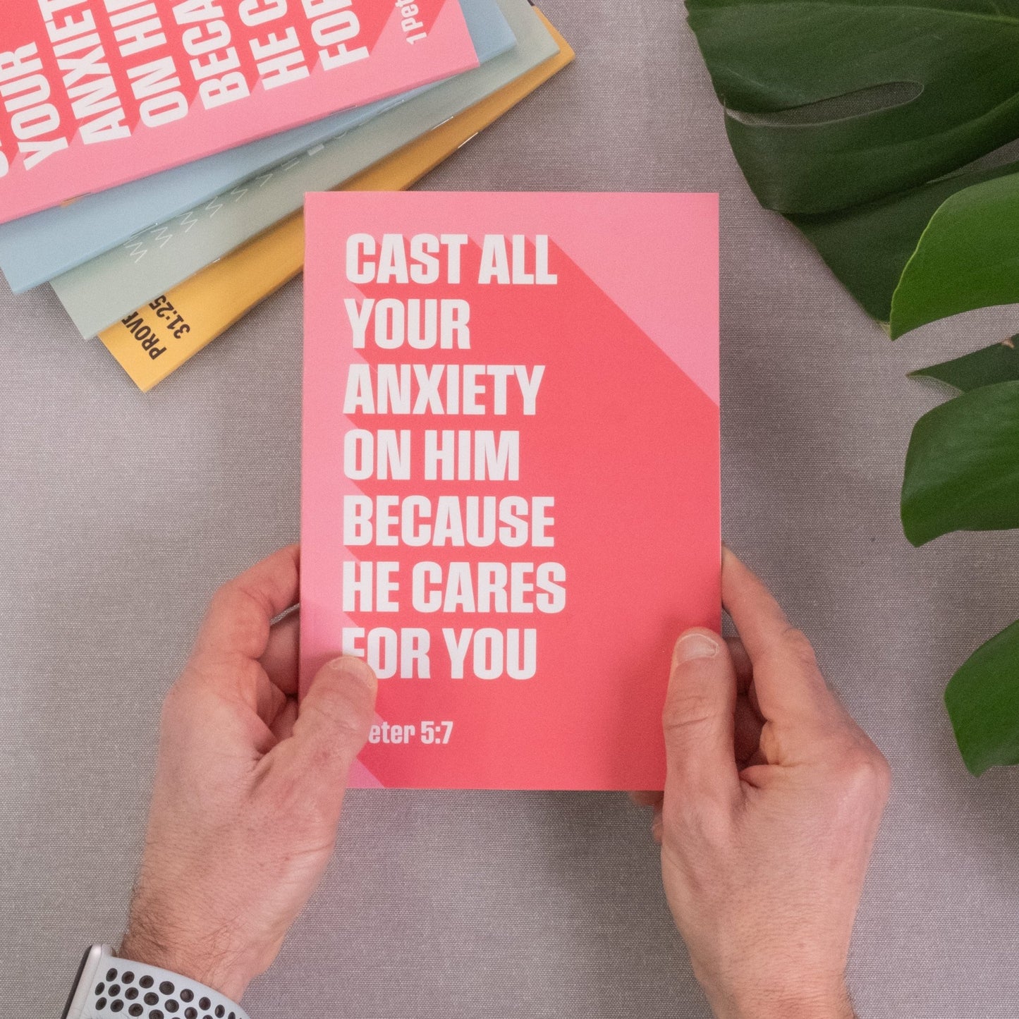 A5 Notebook. 'Cast all your anxiety on him' (1 Peter 5:7). Dotted, lined or plain pages - The Christian Poster Company