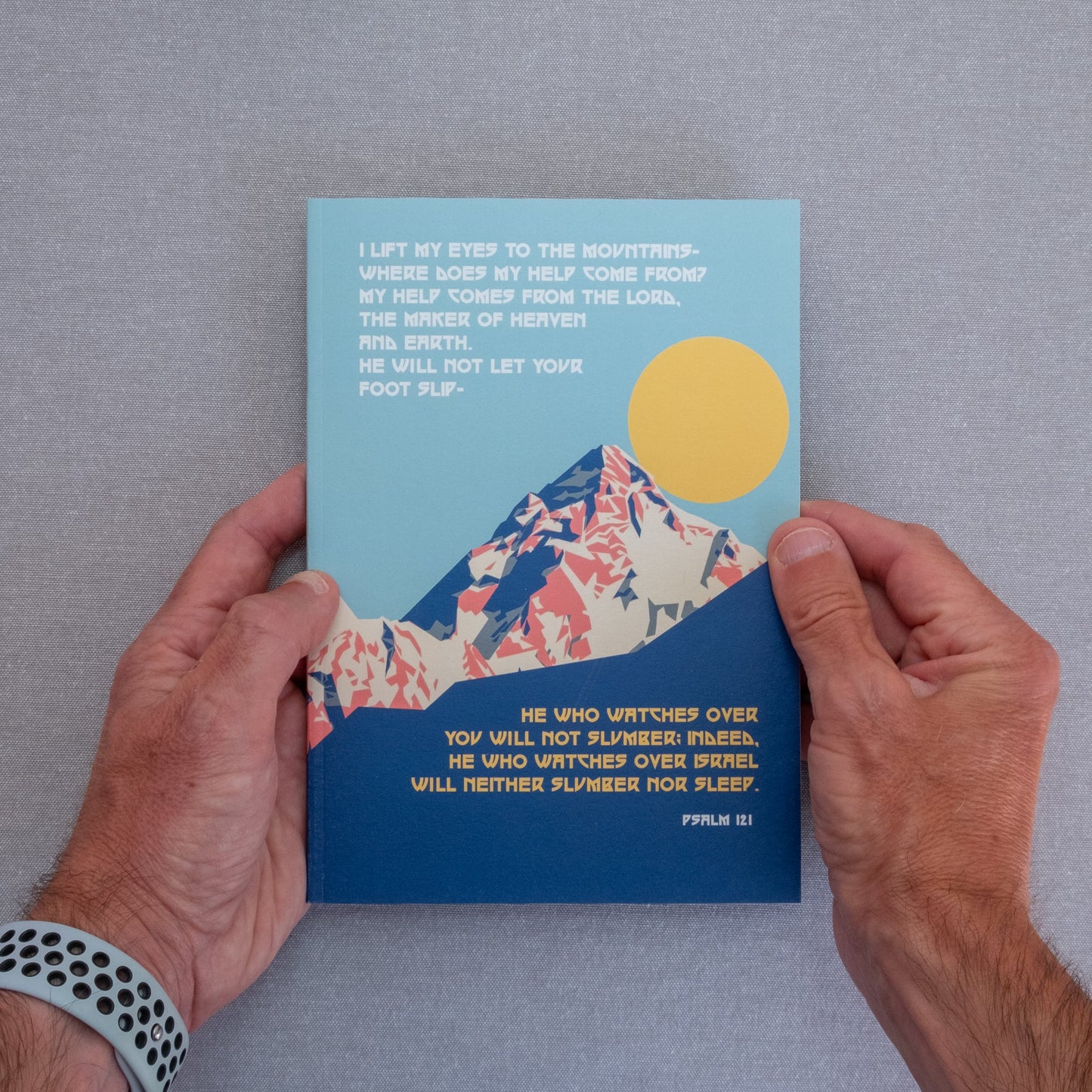 A5 Notebook. I lift up my eyes to the mountains. Psalm 121 - The Christian Poster Company