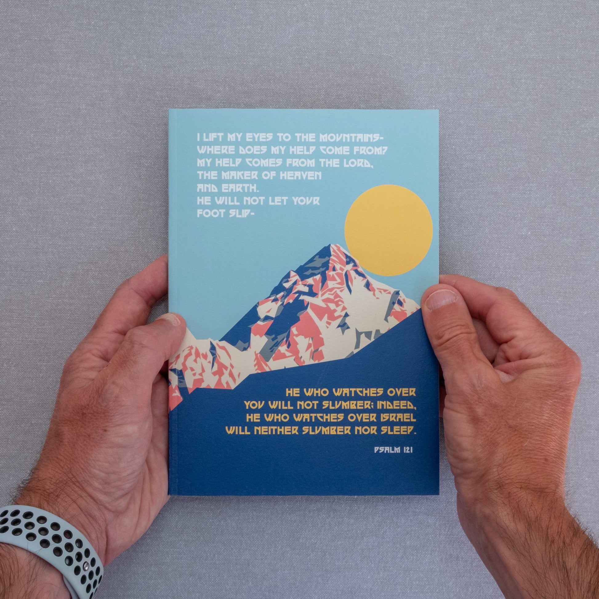 A5 Notebook. I lift up my eyes to the mountains. Psalm 121 - The Christian Poster Company