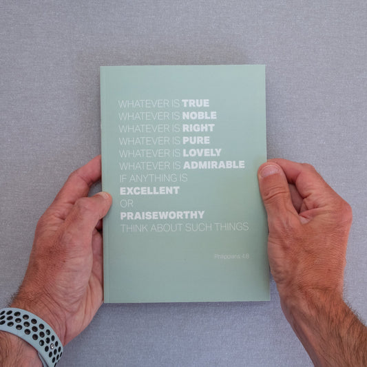 A5 Notebook. 'Whatever is true' (Philippians 4). Dotted, lined or plain pages - The Christian Poster Company