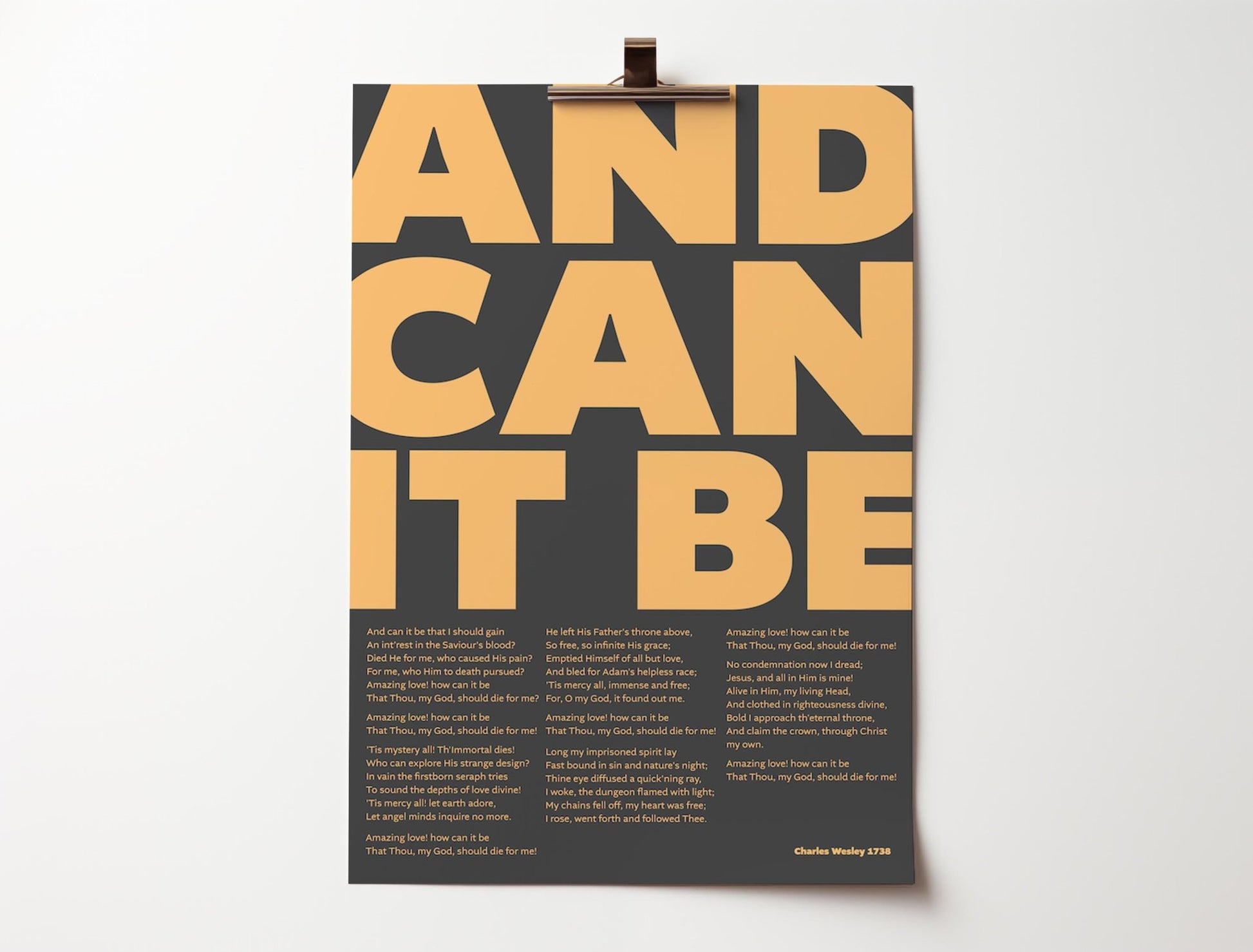 And can it be. Modern typographical Chrisitan hymn poster/print - The Christian Poster Company
