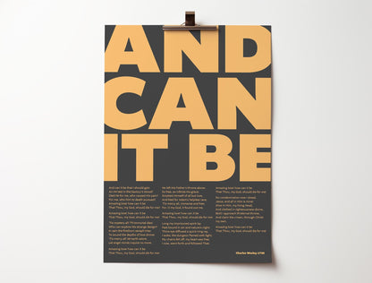 And can it be. Modern typographical Chrisitan hymn poster/print - The Christian Poster Company