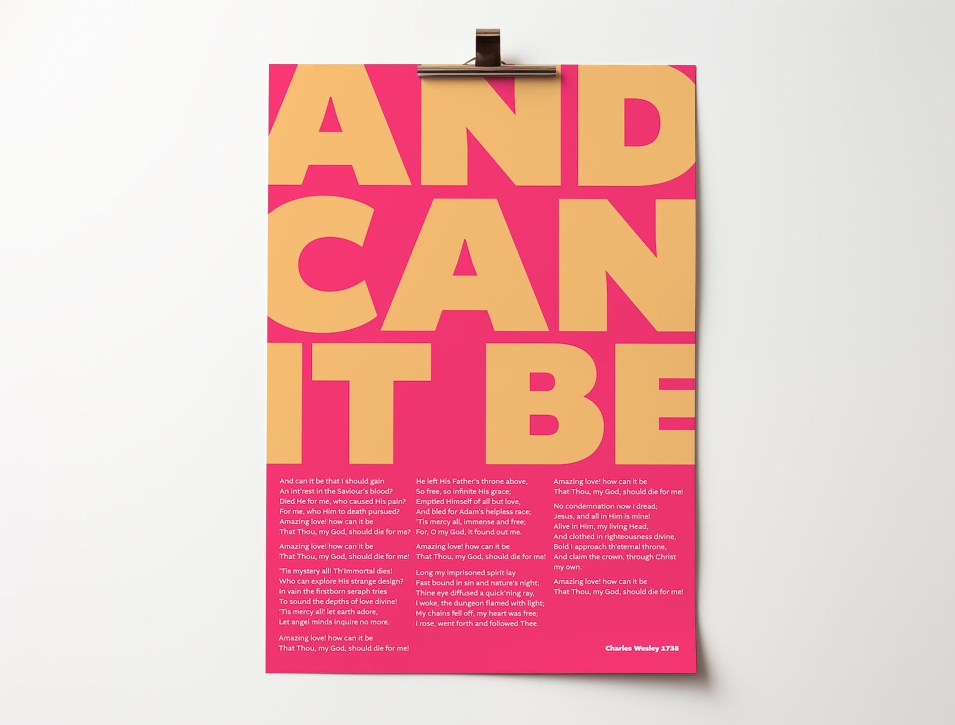 And can it be. Modern typographical Chrisitan hymn poster/print - The Christian Poster Company