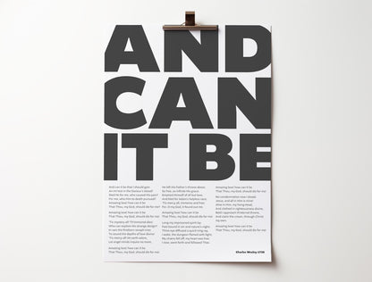 And can it be. Modern typographical Chrisitan hymn poster/print - The Christian Poster Company