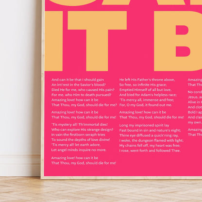 And can it be. Modern typographical Christian hymn poster. - The Christian Poster Company