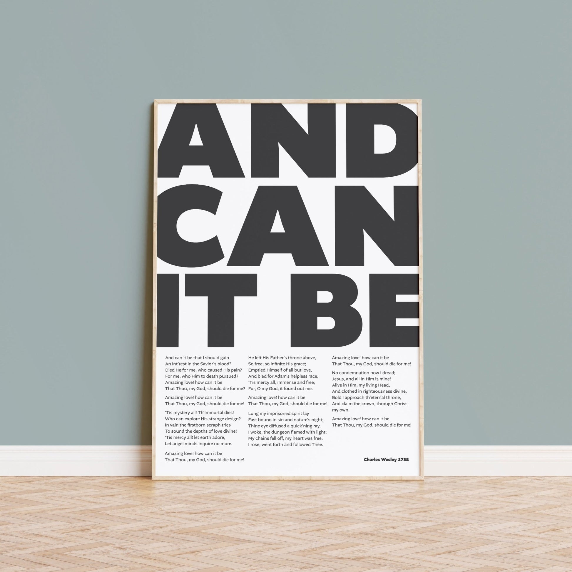 And can it be. Modern typographical Christian hymn poster. - The Christian Poster Company