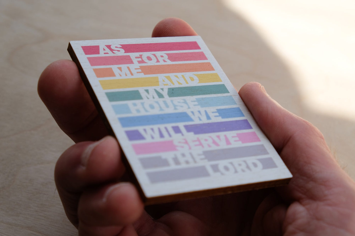 Colourful rainbow Christian magnet Joshua 24:15 verse