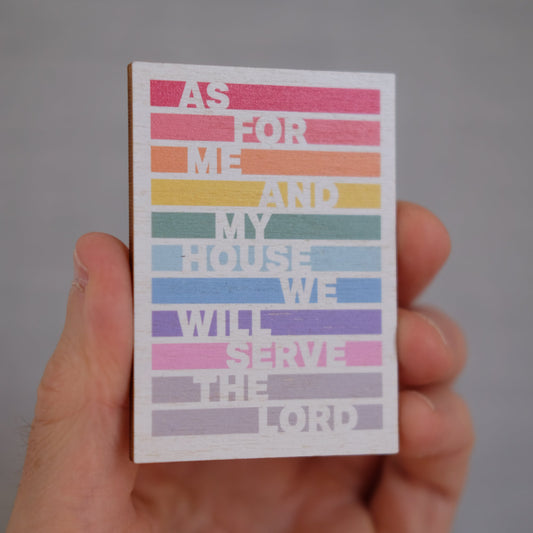 Colourful rainbow Christian magnet Joshua 24:15 verse