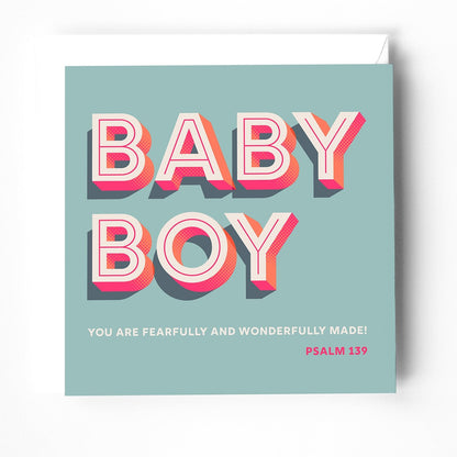 Baby Boy greeting card with bible verse - The Christian Poster Company
