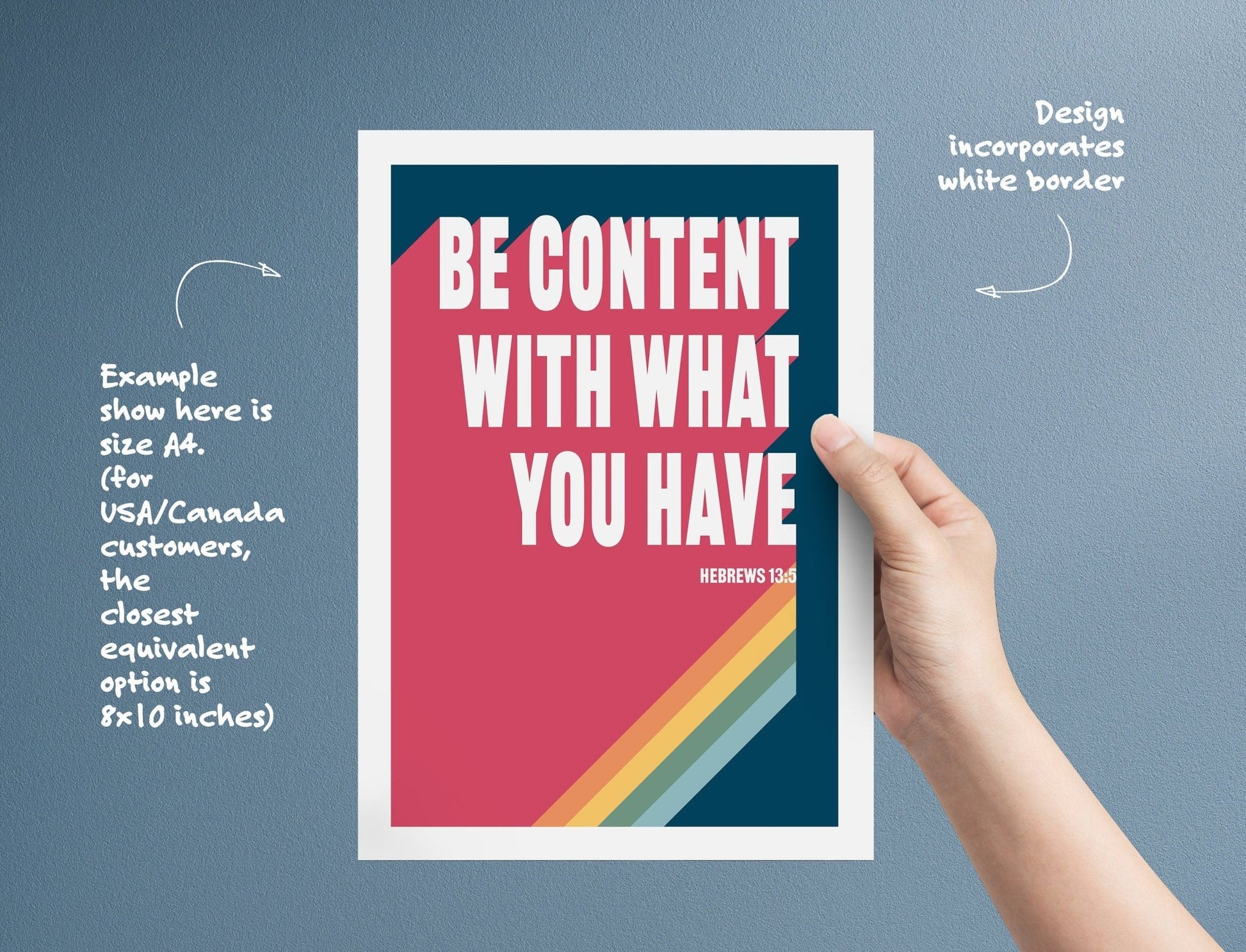Be content with what you have. Hebrews 13 poster. - The Christian Poster Company