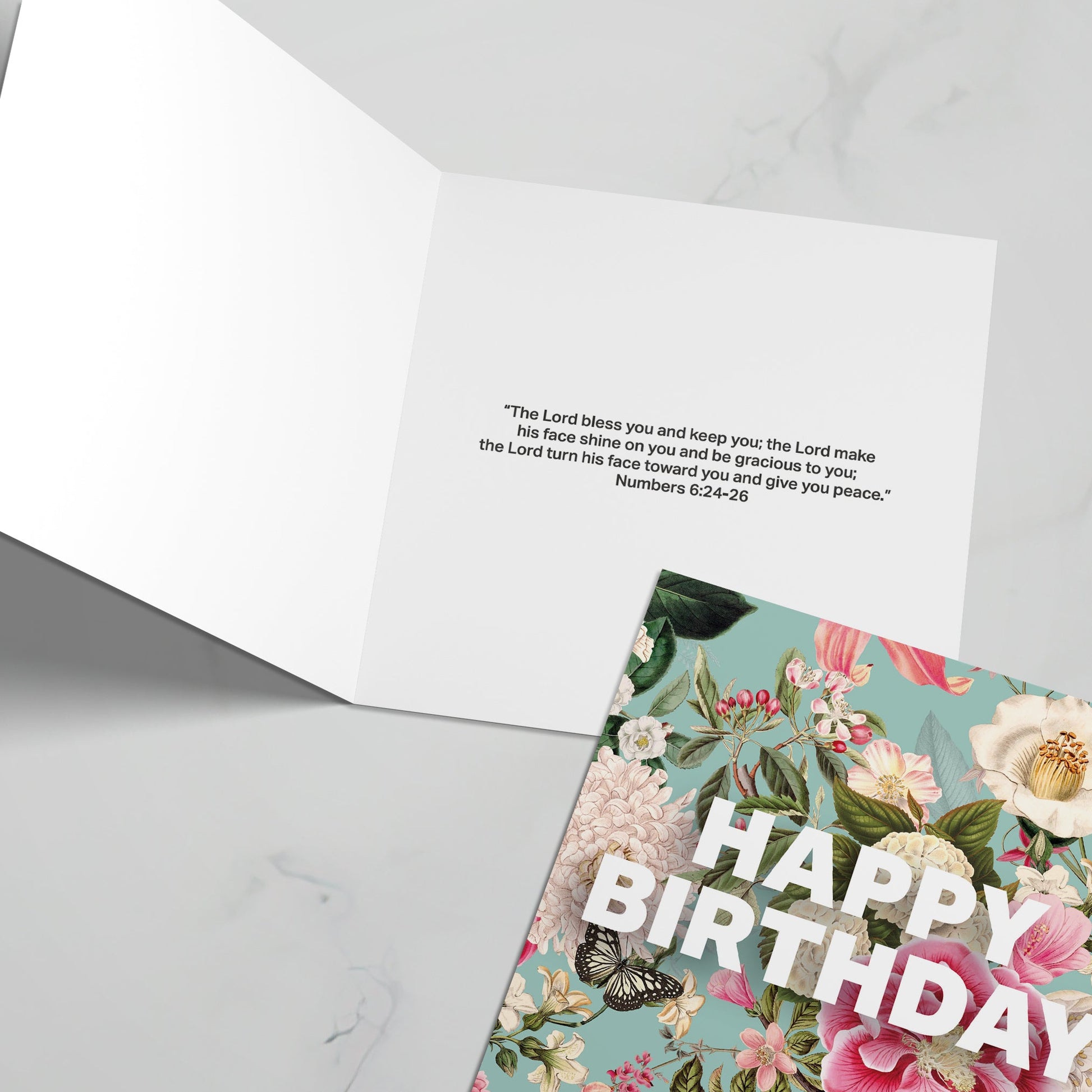 Birthday greeting card with bible verse inside. Numbers 6:24 - 26 - The Christian Poster Company