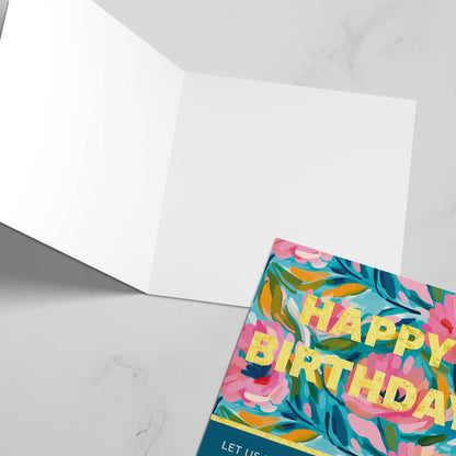 Christian birthday card, gold foil lettering, modern floral design, Psalm 118:24 verse, inspiring and faith-filled gift.