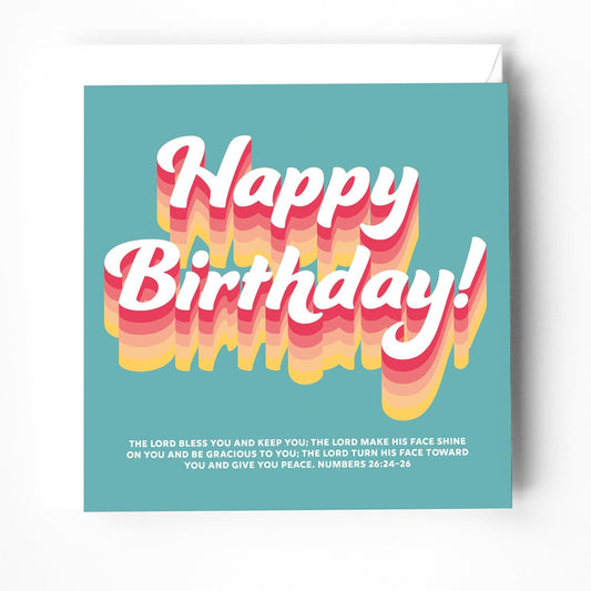 Christian Birthday greeting card with bible verse on cover. Numbers 6:24 - 26 - The Christian Poster Company