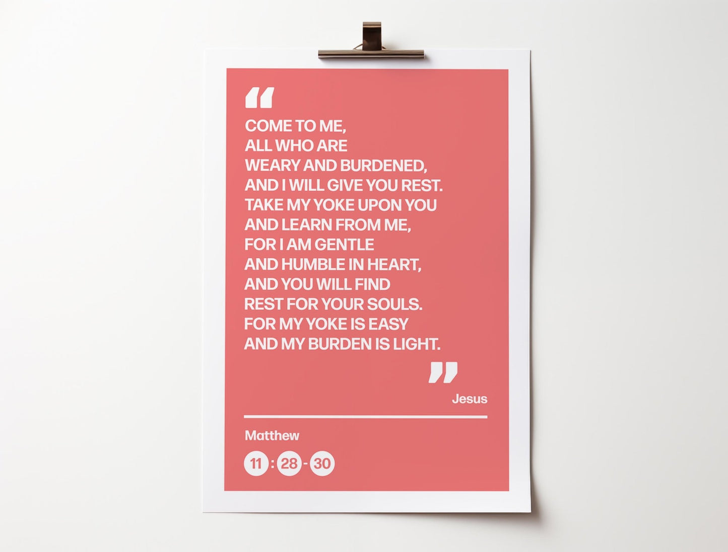 Come to me all who are weary and burdened and I will give you rest, poster, Matthew 11 verses 28 to 30 Christian wall art, bible print - The Christian Poster Company