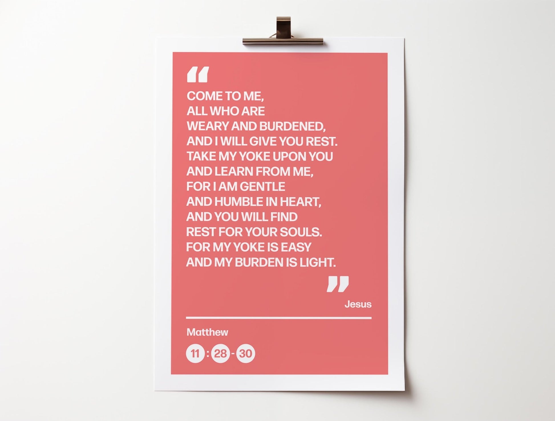 Come to me all who are weary and burdened and I will give you rest, poster, Matthew 11 verses 28 to 30 Christian wall art, bible print - The Christian Poster Company
