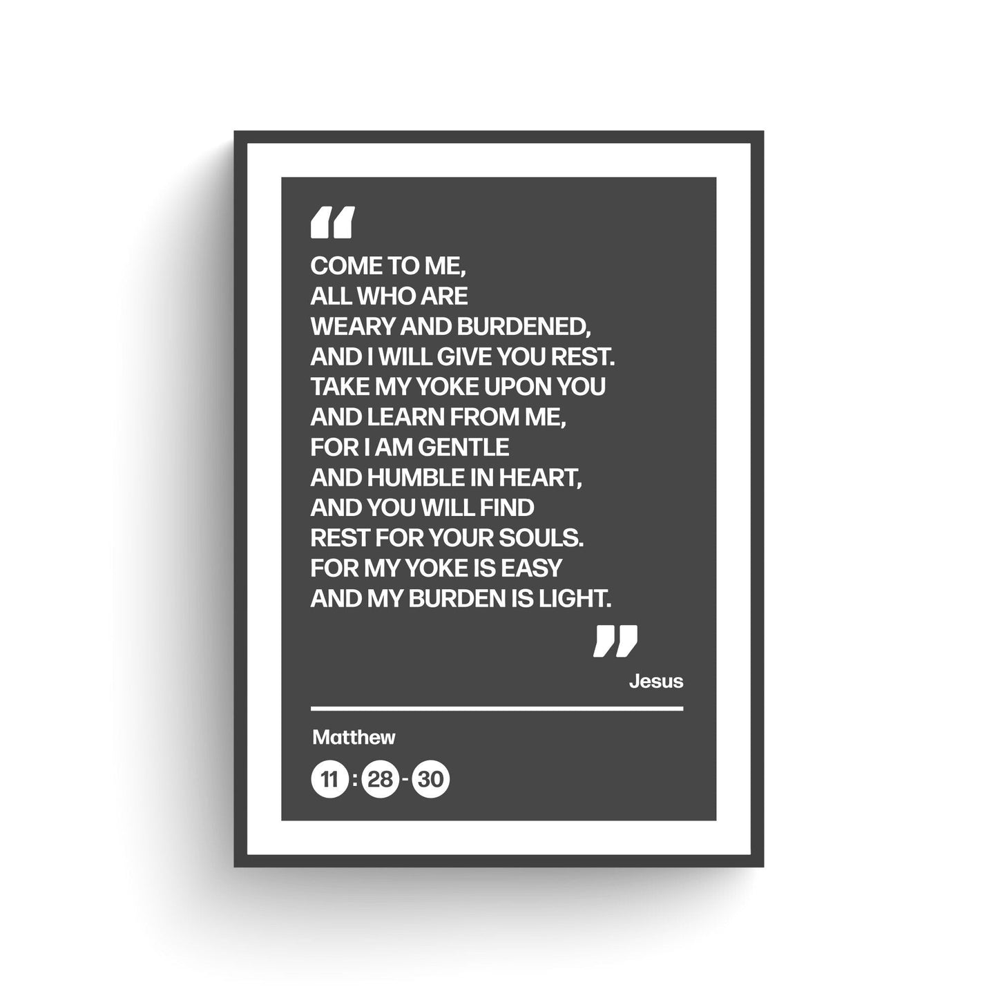 Come to me all who are weary and burdened and I will give you rest, poster, Matthew 11 verses 28 to 30 Christian wall art, bible print - The Christian Poster Company
