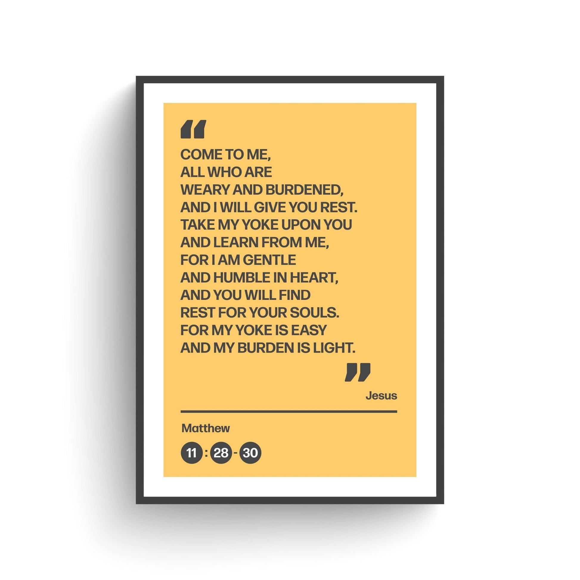 Come to me all who are weary and burdened and I will give you rest, poster, Matthew 11 verses 28 to 30 Christian wall art, bible print - The Christian Poster Company