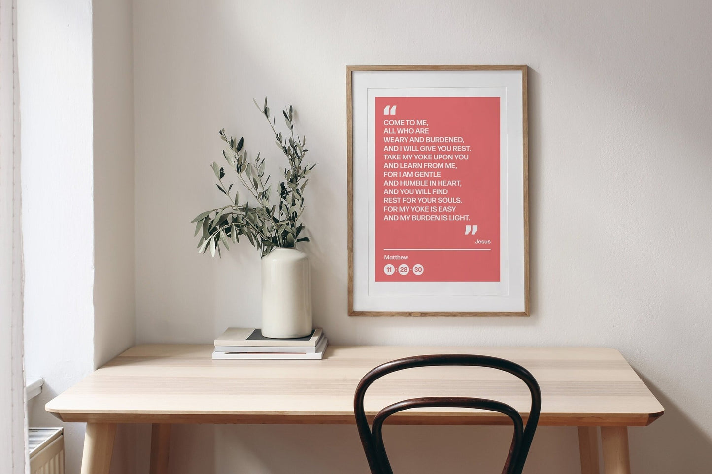 Come to me all who are weary and burdened and I will give you rest, poster, Matthew 11 verses 28 to 30 Christian wall art, bible print - The Christian Poster Company