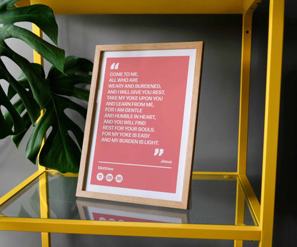 Come to me all who are weary Matthew 6 A4 framed poster - The Christian Poster Company
