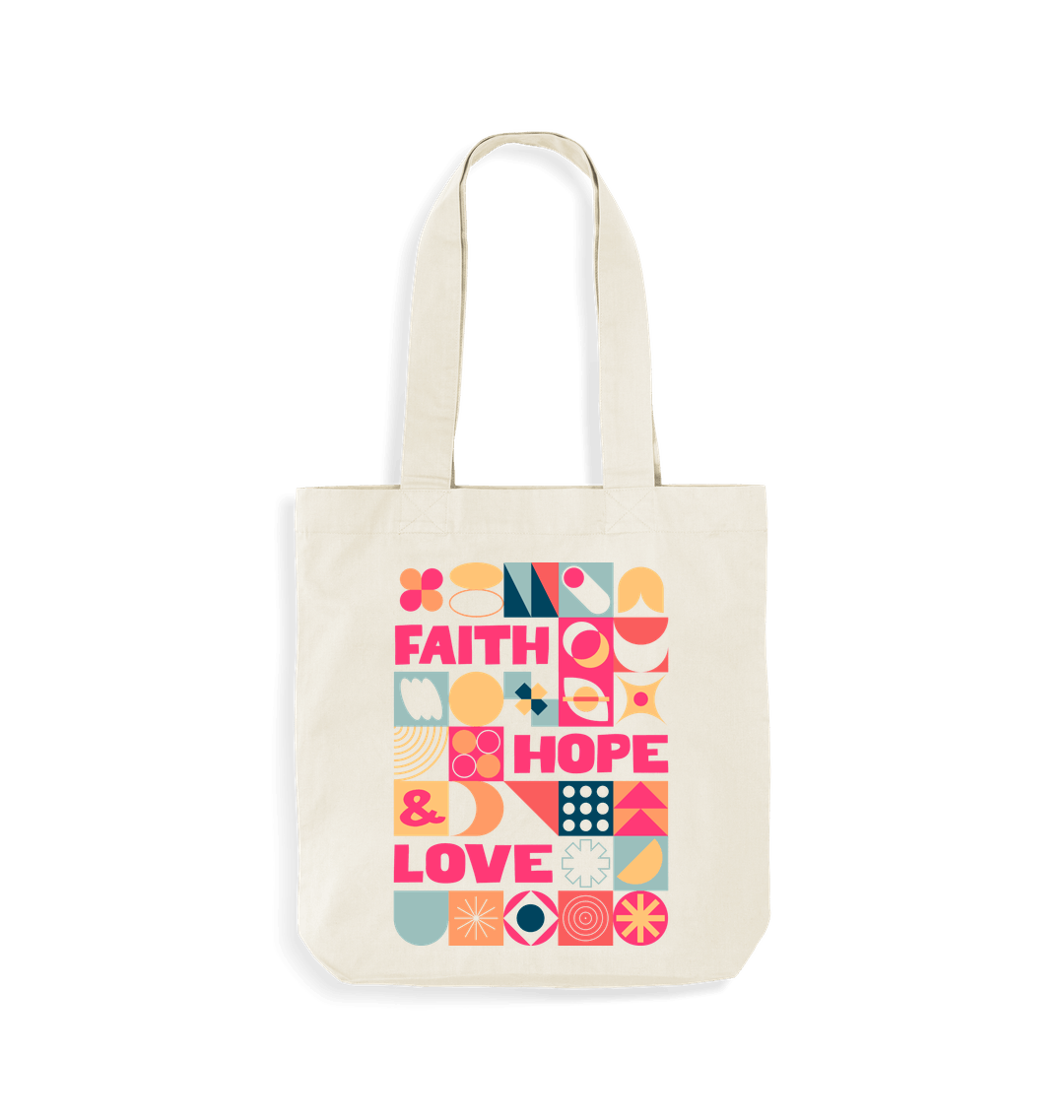Faith, Hope and Love tote bag. - The Christian Poster Company