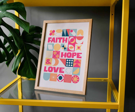 Faith hope love A4 framed poster - The Christian Poster Company