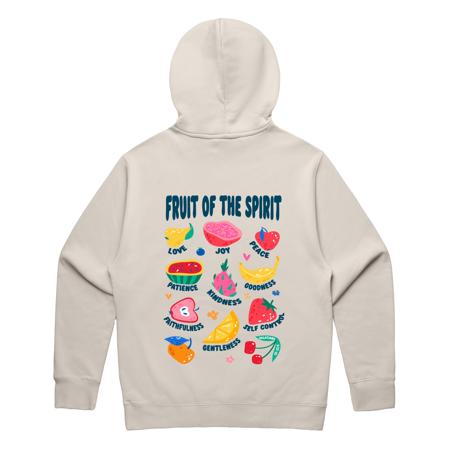 Fruit of the spirit, back printed hoodie. - The Christian Poster Company