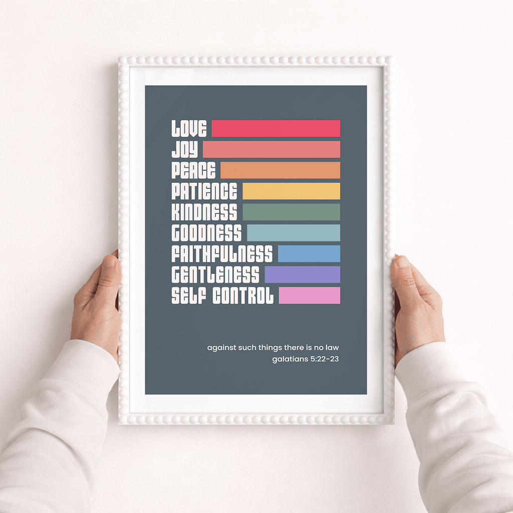 Fruit of the spirit rainbow A3 framed poster - The Christian Poster Company