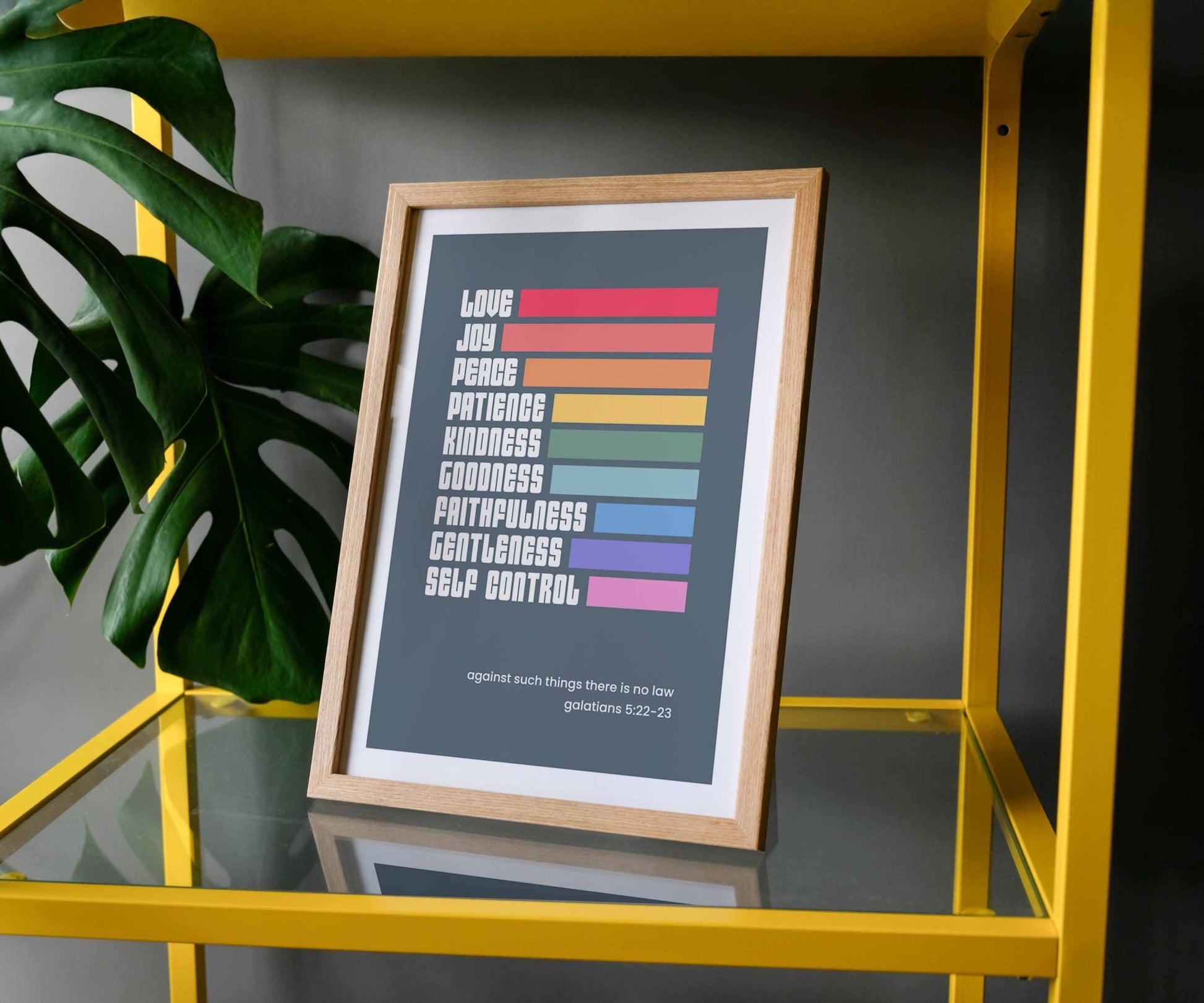 Fruit of the spirit (rainbow) A4 framed poster - The Christian Poster Company