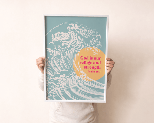 God is our refuge and strength A2 framed poster - The Christian Poster Company