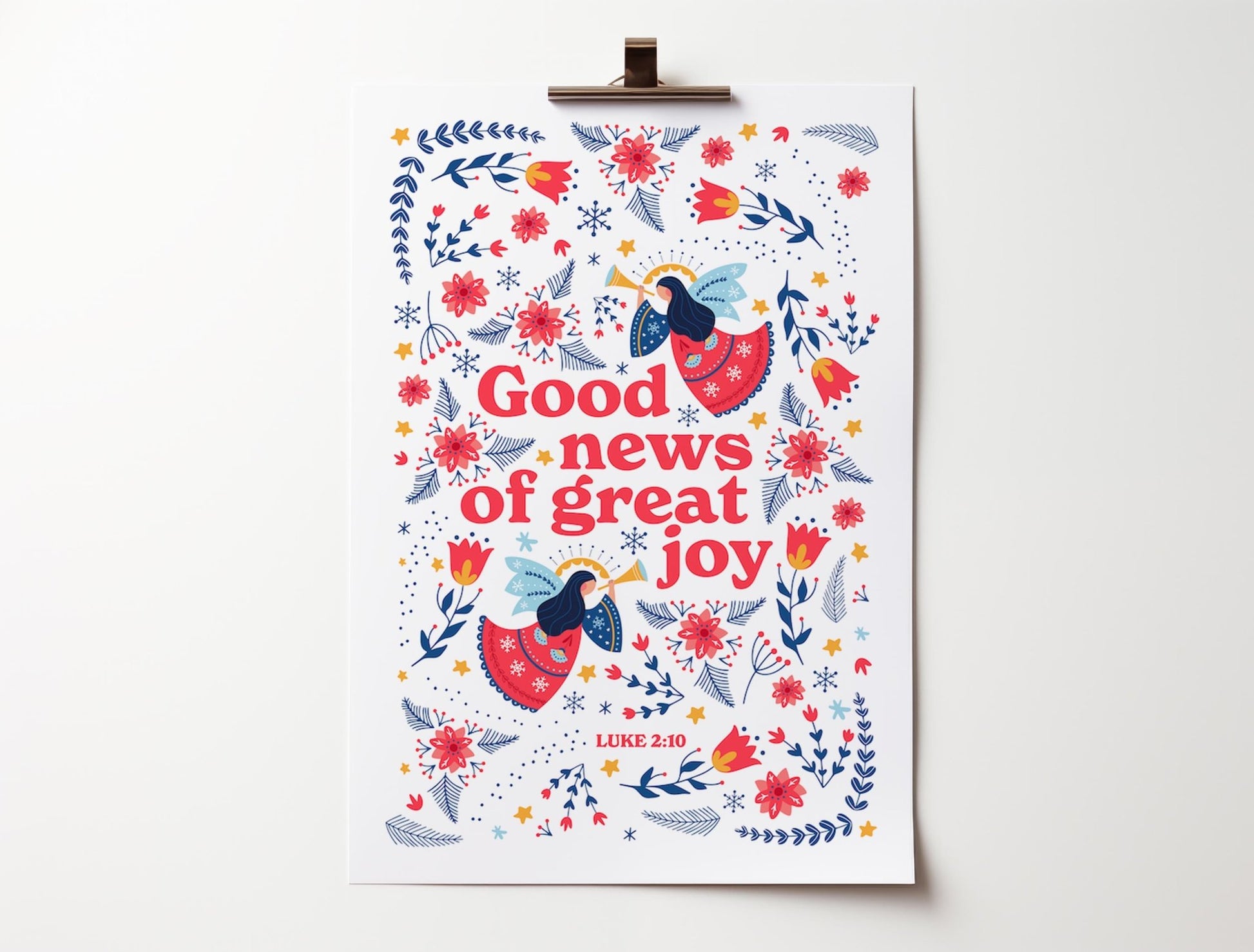 God news of great joy poster. Christian Christmas wall art. - The Christian Poster Company