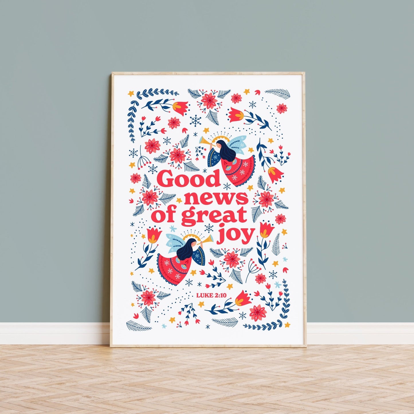 Good news of great joy poster. Christian Christmas wall art. - The Christian Poster Company
