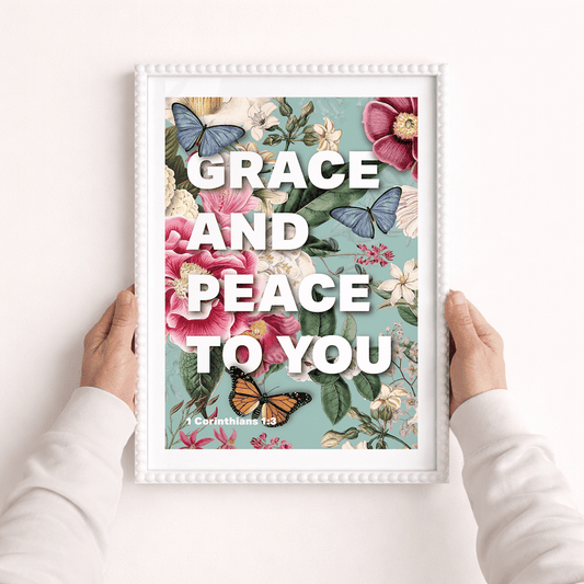 Grace and peace to you A3 framed poster - The Christian Poster Company