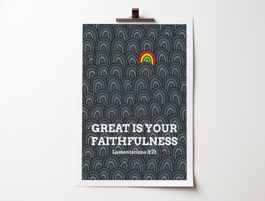 Great is your faithfulness, Lamentations 3 poster, bible wall art - The Christian Poster Company