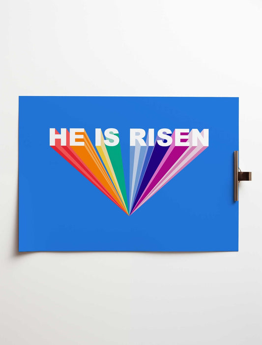 HE IS RISEN, Christian poster. Bible wall art for Easter or any occasion - The Christian Poster Company