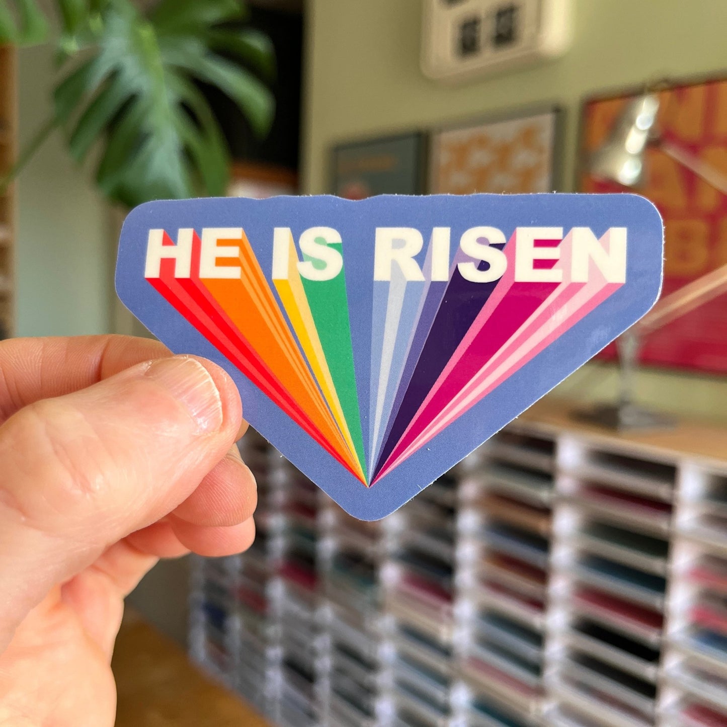 He is risen. Eco - vinyl sticker - The Christian Poster Company