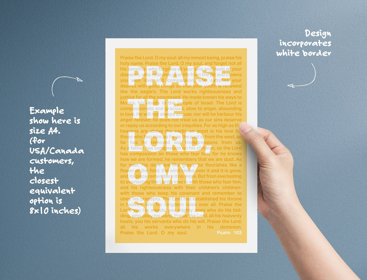 Psalm 103 poster, Praise the Lord, O my soul, Christian wall decor, bible verse print, scripture art