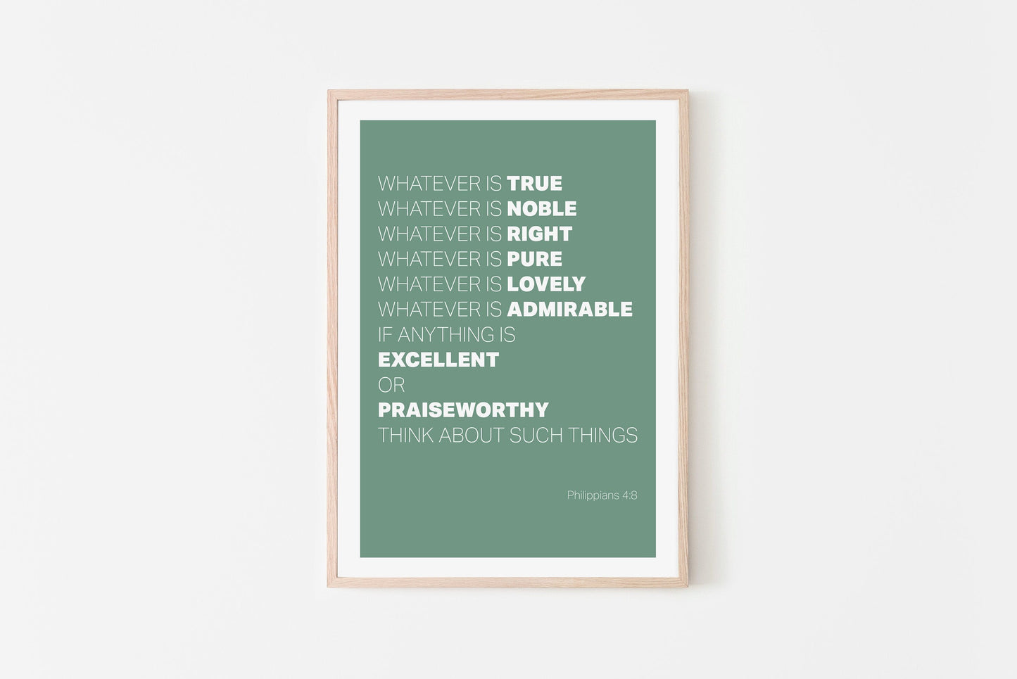 Whatever is True... Christian poster. Philippians 4 verse 8 print.