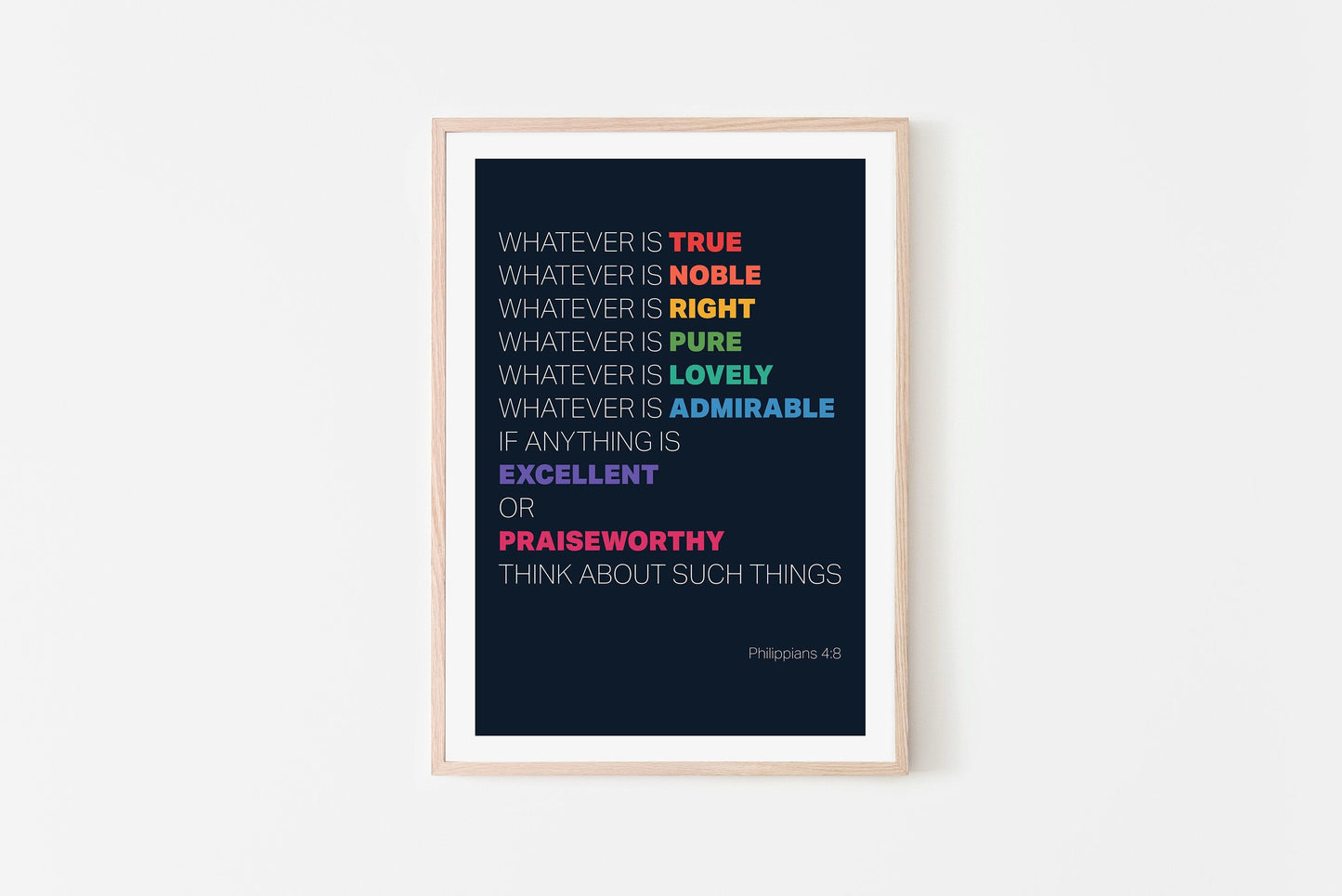 Whatever is True... Christian poster. Philippians 4 verse 8 print.