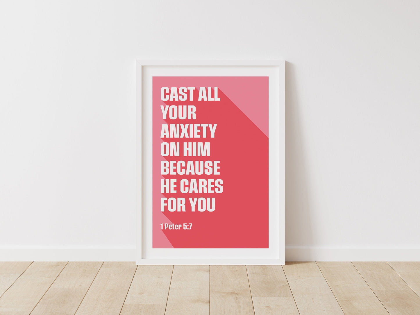 1 Peter 5:7 poster, 'Cast all your anxiety on him', Christian wall art, bible print.